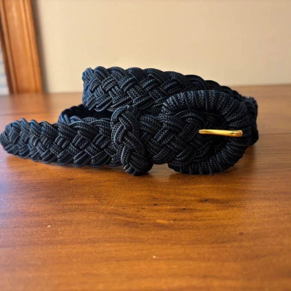 VTG 90s Liz Claiborne Navy Blue Braided Rope Belt Size M